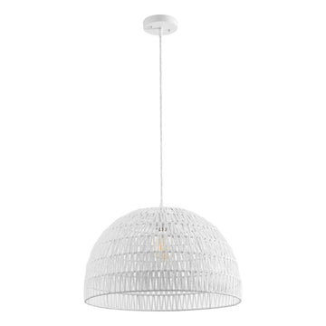 Campana 20" Bohemian Modern Woven Rattan/Iron LED Pendant